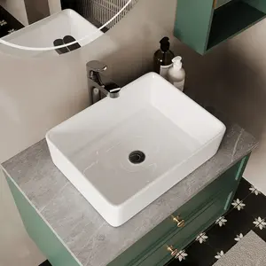 Modernes individuelles slim-edge-Badezimmerspüle Keramik-Handwaschbecken glänzendes weißes Arbeitsplatte-Kunstwaschbecken