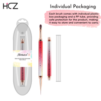 Pinceaux à ongles hexagonaux antidérapants Hechunzi entièrement personnalisables, nouvelle conception colorée tout métal à double tête détachable