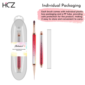 Hechunzi Full Customization New Colorful All Metal Double-headed Detachable Design Hexagonal Non Slip Nail Art Brushes - Product Image 6