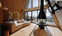 Maison triangulaire en verre panoramique sur mesure |   Cabane préfabriquée moderne en forme de A pour station balnéaire en montagne et en forêt |   Villa modulaire à installation rapide