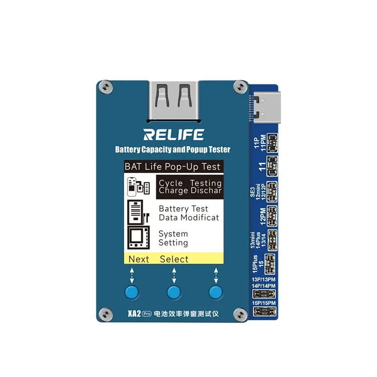 RELIFE XA2 Pro Akku-Leistungs-Lebensdauer Pop-Up-Tester unterstützt die Akku-Pop-Up-Funktion von allen Modellen für iPhone 11-15 Serie