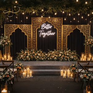 3 Buah Lengkungan Mewah <span class=keywords><strong>Vintage</strong></span>/Elegan dengan Finishing Metalik Tinggi 2m Desain Saling Terkait untuk Dekorasi Acara Pesta Pernikahan - Product Image 2