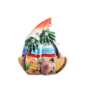 Wholesale Beach Egypt Hurghada Polyresin Refrigerator Magnets Sailing Boat Shaped Custom 3D Souvenir Resin Fridge Magnet