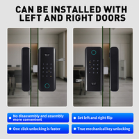 Cerradura Inteligente para Puerta de Vidrio con Huella Dactilar, Cerradura Electrónica con Contraseña para Oficina, Desbloqueo Remoto Tuya BLE NFC con Llaves
