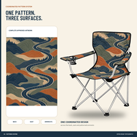 Chaise d'extérieur pliable en gros avec accoudoir unique, porte-gobelet et logo et motif personnalisés pour les voyages en camping-car