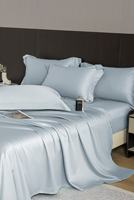 Vente flash OEKO FSC 300TC/400TC Draps de lit en bambou biologique 4 pièces avec poche profonde, housse de couette plate, ensemble de literie personnalisé