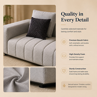 Canapé modulaire en forme de L en tissu gris clair écologique moderne avec chaise longue rembourrée en éponge pour appartement et hôtel