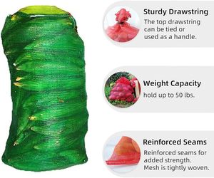 Huamaohengchun - Paquete de 10 Bolsas de Almacenamiento de Malla Extra Grandes y Duraderas, Material LDPE Reutilizable, 21''x32'', Capacidad para 50 Libras (Verde) - Product Image 6