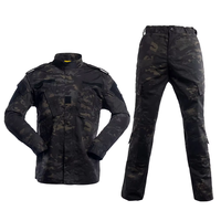 Uniforme Tactique Respirant pour Hommes, Treillis ACU de Garde de Sécurité Anti-Usure Ripstop Vert Désertique Boisé pour Extérieur