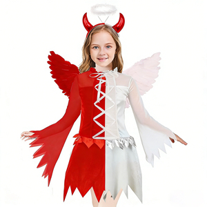 Holiday Party Makeup <strong>Costume</strong> Props Children Perform Dress up Black and White Angel Wings Suit - Product Image 3