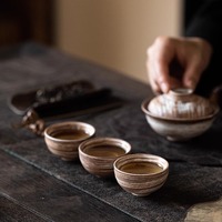 Tasse à thé en céramique japonaise de style rétro, luxe léger, pour la dégustation de thé, bol à thé pour le bureau et la maison, ensemble de thé Kung Fu