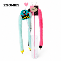 Jouet interactif pour chat d'intérieur : Baguette de chat en fausse fourrure de lapin douce avec longue bande en peluche et clochette, design robot, vente en gros