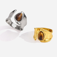 Bague en pierre œil de tigre, accessoires anti-ternissement pour femmes, mode européenne et américaine