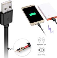 Câble USB Micro USB Type C Noir 3FT 6FT 10FT 2.4A 3A Vente en Gros Accessoires pour Téléphones Portables Câble de Données Câble de Charge USB
