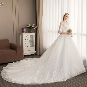 Ethereal Forest Inspired Wedding Dress 2026 New Style Slimming White Off Shoulder Bridal Gown With Train Ball Gown Empire - Product Image 2