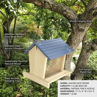 Mangeoire à oiseaux suspendue en bois de style pastoral avec toit rouge, design imperméable pour station d'alimentation des oiseaux sauvages en extérieur