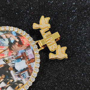 NUOYA liontin foto besar nama merah kait kustom liontin Gambar berlian Iced Out perhiasan Hip Hop - Product Image 5