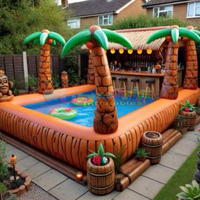 Canapé-lit gonflable commercial multi-personnes pour jardin, bar flottant gonflable avec sièges pour piscine