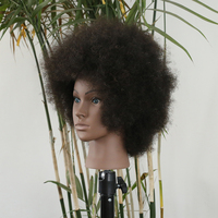Tête de mannequin d'entraînement en cheveux naturels, tête d'entraînement en cheveux humains avec épaules pour écoles de beauté
