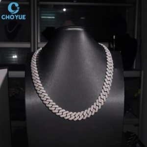 Collar de Cadena Cubana de Moissanita, Plata 925 con Baño de Rodio, Cadena de Eslabones Completamente Incrustados, Certificado GRA, Estilo Hip Hop, Joyería Unisex - Product Image 2