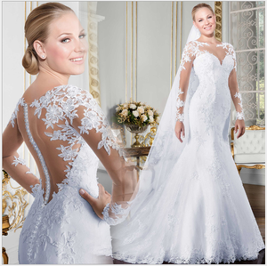 Nuevo Vestido de Novia Blanco de Manga Larga con Encaje para Mujer - Product Image 5
