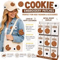 Lot en gros de patchs brodés thermocollants et à coudre, motif cookie aux pépites de chocolat mordu avec yeux boule, mignons et amusants, sur le thème de la nourriture