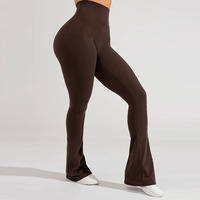 Leggings de Yoga Acampanados de Cintura Alta y Pierna Ancha para Mujer con Logotipo Personalizado, Espalda en Forma de V para Entrenamiento, para Chicas de Preparatoria, Sexy