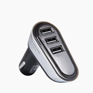 Pengisi Daya Mobil untuk Telepon FM Transmitter BT Car Kit Audio MP3 Player, Tiga Port USB dengan Lampu Malam LED