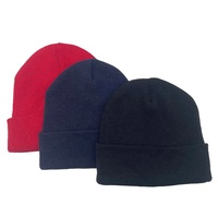 Bonnet uni en acrylique doux à revers, personnalisable avec logo, couleur unie, pour homme, style décontracté, hiver, bleu marine, vente en gros