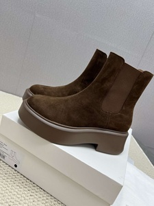 Stivaletti Chelsea con plateau grosso da donna, con elastico laterale, in pelle scamosciata, neri e marroni, scarpe invernali alla moda. - Product Image 3