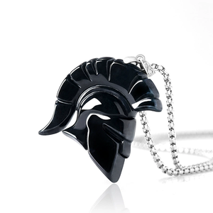Colgante de jade natural de Myanmar auténtico con forma de casco de guerrero espartano y gallina, jade de grado hielo, plata S925, estilo hip-hop personalizado - Product Image 2