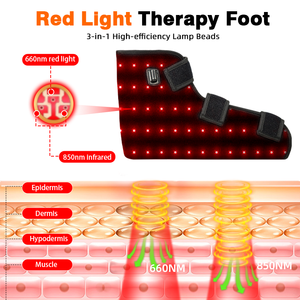 Bota de Terapia com Luz Infravermelha Vermelha Sem Fio 5000mAh 660nm 850nm, Dispositivo de Envolvimento LED Aquecido com Pulso e Temporizador para Alívio da Dor nos Pés - Product Image 2