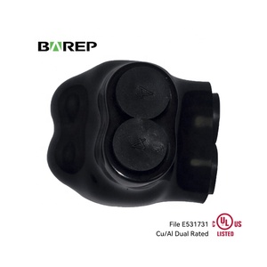 Conector Barep de entrada de un solo lado, aislado, de múltiples tomas, 14-4 AWG, de doble calificación Cu/<span class=keywords><strong>Al</strong></span>, que ahorra trabajo, con certificación UL - Product Image 1