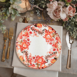 <span class=keywords><strong>Service</strong></span> <span class=keywords><strong>de</strong></span> vaisselle <span class=keywords><strong>de</strong></span> luxe en porcelaine fine à motif floral <span class=keywords><strong>rouge</strong></span> avec bord doré pour mariages et services hôteliers - Product Image 5