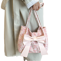 Nouveau Sac Fourre-tout Femme en Velours Côtelé Imprimé Nœud Papillon Grande Capacité Sacs à Bandoulière pour le Travail, le Shopping, Printemps, Automne, Été, Hiver