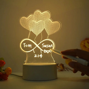 Veilleuse 3D Acrylique Effaçable Note Manuscrite Mémo Tableau à messages Lampe de table Creative DIY Tableau d'écriture Veilleuse - Product Image 6