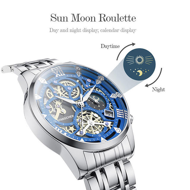 Skeleton Automatic Watch 40mm Alloy Glass 3ATM Water Resistant Quartz Movement Label Chronograph Vertical Waterproof Men Antique