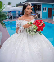 Robe De Bal De Luxe De Style Princesse Robes De Mariée Manches Longues Plus La Taille Puffy Scintillant Robes De Mariée Robe De Mariage