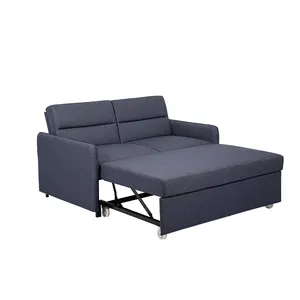 新设计家具可折叠深色灰色织物双座沙发家庭办公抽拉沙发