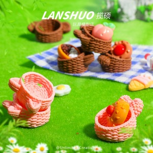 Cestas de resina en miniatura Lanshuo con forma de animales, accesorios para casa de muñecas, juego de juego para niños - Product Image 3