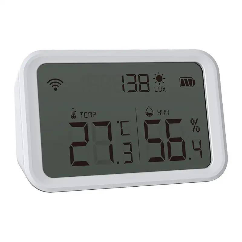 Wireless Sensor LCD Display Wireless Wifi Smart Real Time Monitoring Temperature Humidity Lux Temperature Sensor