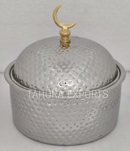 Cazuela de lujo martillada hecha a mano de acero de alta calidad, olla de acabado dorado, calentador de comida para servir, restaurantes de Hotel en casa - Product Image 5