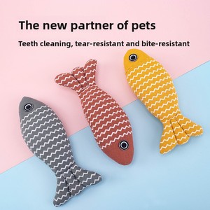 Juguete para masticar pescado de arpillera estilo dibujos animados de lino ecológico para gatos, muñeco de hierba gatera para mascotas - Product Image 5