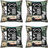4 pièces de housses de coussin camouflage pour la chasse, motif fusil de chasse, adaptées aux garçons, taie d'oreiller camouflage