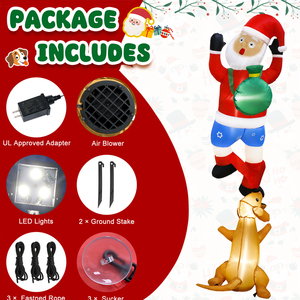 Décoration de Noël Modèle Gonflable Chien de Noël Mordant le Pantalon du Vieil Homme LED Gonflable Light up Vente Chaude Transfrontalière - Product Image 3