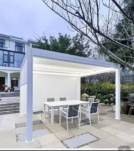 Pavilion outdoor courtyard aluminum alloy new Chinese outdoor terrace villa garden awning electric shutter pavilion