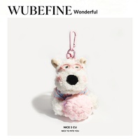 Porte-clés pendentif chiot style doodle en peluche mignon, motif crème glacée et West Highland Terrier, pour sac à dos, cadeau de dessin animé, durable