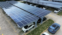 Système de carport solaire commercial, structure en acier modulaire, surface anodisée, auvent imperméable pour parkings, parcs industriels, PV