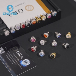 Pendientes de Diamantes Coloridos en Plata de Ley 925 con Moissanita VVS, Joyería Deslumbrante y Brillante Unisex - Product Image 4