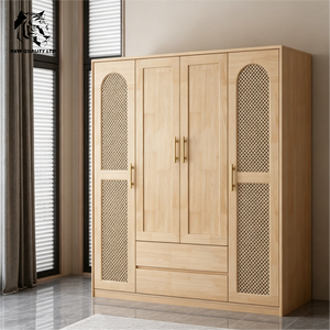 factory supply great price customized logo huge stock dropshipping armoire new design bedroom furniture wood rattan <b>wardrobe</b> - Product Image 1